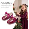 imageFelix ampamp Flora Toddler Flower Girl Dress Shoes  Girl Ballet Flats Party School Shoes WeddingB821burgundy