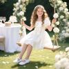 imageFelix ampamp Flora Toddler Girl Dress Shoes  Flower Girl Ballet Flats School Wedding PartyBf13pl White