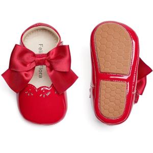 imageFelix ampamp Flora Baby Dress Shoes  Infant Baby Girls Mary Jane Flats Moccasinss Soft Sole Walking Crib ShoesBn34red