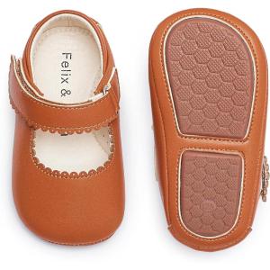 imageFelix ampamp Flora Baby Dress Shoes  Infant Baby Girls Mary Jane Flats Moccasinss Soft Sole Walking Crib ShoesBn43brown