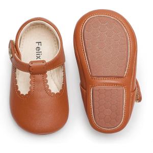 imageFelix ampamp Flora Soft Sole Baby Shoes  Infant Baby Girls Ballet Flats Moccasinss Rubber Sole Walking Crib ShoesBn37brown