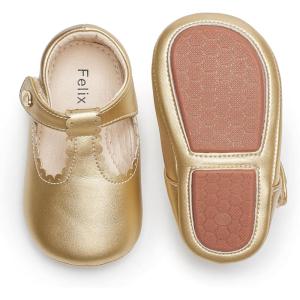 imageFelix ampamp Flora Soft Sole Baby Shoes  Infant Baby Girls Ballet Flats Moccasinss Rubber Sole Walking Crib ShoesBn37gold