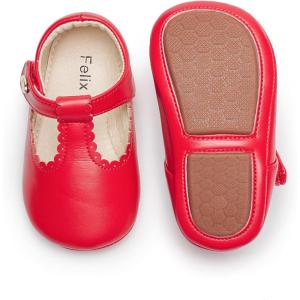 imageFelix ampamp Flora Soft Sole Baby Shoes  Infant Baby Girls Ballet Flats Moccasinss Rubber Sole Walking Crib ShoesBn37red
