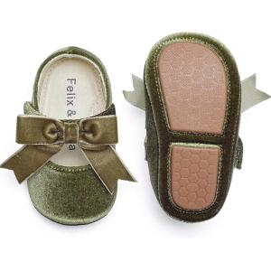 imageFelix ampamp Flora Soft Sole Baby Shoes  Infant Baby Girls Ballet Flats Moccasinss Rubber Sole Walking Crib ShoesBn38olive Green