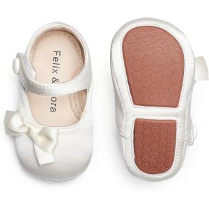 imageFelix ampamp Flora Soft Sole Baby Shoes  Infant Baby Girls Ballet Flats Moccasinss Rubber Sole Walking Crib ShoesBn39ivory White