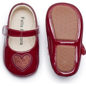imageFelix ampamp Flora Soft Sole Baby Shoes  Infant Baby Girls Ballet Flats Moccasinss Rubber Sole Walking Crib ShoesBn42pl Burgundy