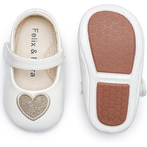imageFelix ampamp Flora Soft Sole Baby Shoes  Infant Baby Girls Ballet Flats Moccasinss Rubber Sole Walking Crib ShoesBn42pl White