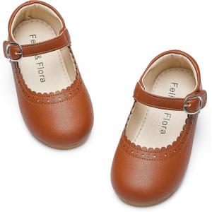 imageFelix ampamp Flora Toddler Girl Dress Shoes  Flower Girl Ballet Flats School Wedding PartyBf19brown