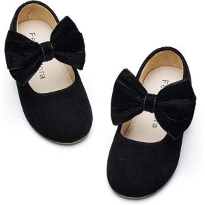 imageFelix ampamp Flora Toddler Girl Dress Shoes  Flower Girl Ballet Flats School Wedding PartySynthetic Suede Black