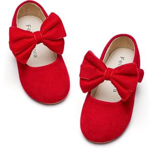 imageFelix ampamp Flora Toddler Girl Dress Shoes  Flower Girl Ballet Flats School Wedding PartySynthetic Suede Red