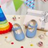 imageSoft Sole Baby Dress Shoes  Infant Baby Walking Shoes Moccasinss Rubber Sole Crib ShoesB8725light Blue