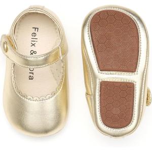 imageSoft Sole Baby Dress Shoes  Infant Baby Walking Shoes Moccasinss Rubber Sole Crib ShoesB8725bright Gold