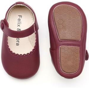 imageSoft Sole Baby Dress Shoes  Infant Baby Walking Shoes Moccasinss Rubber Sole Crib ShoesB8725burgundy