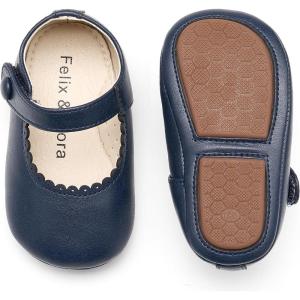 imageSoft Sole Baby Dress Shoes  Infant Baby Walking Shoes Moccasinss Rubber Sole Crib ShoesB8725navy Blue