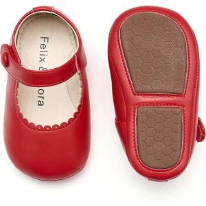 imageSoft Sole Baby Dress Shoes  Infant Baby Walking Shoes Moccasinss Rubber Sole Crib ShoesB8725red
