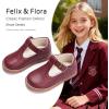 imageFelix ampamp Flora Toddler Little Girl Mary Jane Dress Shoes  Ballet Flats for Easter Flower Girl Party School ShoesB348burgundy