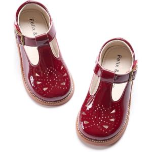 imageFelix ampamp Flora Toddler Little Girl Mary Jane Dress Shoes  Ballet Flats for Easter Flower Girl Party School ShoesB345burgundy