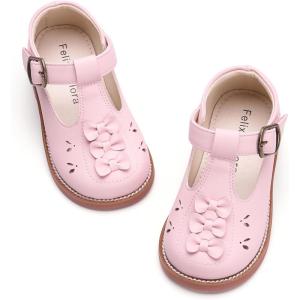 imageFelix ampamp Flora Toddler Little Girl Mary Jane Dress Shoes  Ballet Flats for Easter Flower Girl Party School ShoesB438pink