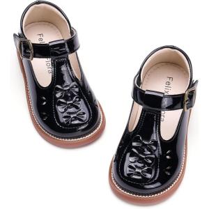 imageFelix ampamp Flora Toddler Little Girl Mary Jane Dress Shoes  Ballet Flats for Easter Flower Girl Party School ShoesB438pl Black
