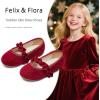 imageFelix ampamp Flora Toddler Little Girls Dress Shoes  Flower Girls Mary Jane Flats Ballet Shoes Party WeddingBf22burgundy