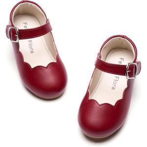 imageFelix ampamp Flora Toddler Flower Girl Dress Shoes  Baby Girl Ballet Mary Jane Flats for Party School WeddingB902burgundy
