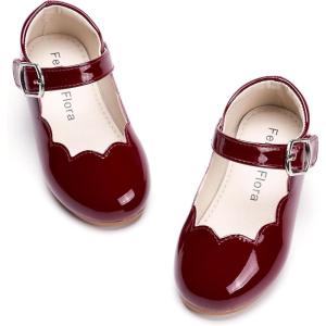 imageFelix ampamp Flora Toddler Flower Girl Dress Shoes  Baby Girl Ballet Mary Jane Flats for Party School WeddingB902pl Burgundy