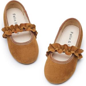 imageFelix ampamp Flora Toddler Little Girls Dress Shoes  Flower Girls Mary Jane Flats Ballet Shoes Party WeddingBf22brown