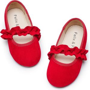 imageFelix ampamp Flora Toddler Little Girls Dress Shoes  Flower Girls Mary Jane Flats Ballet Shoes Party WeddingBf22red