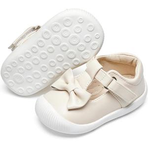 image:imageFelix amp Flora Soft Sole Baby Dress Shoes  Infant Baby Walking Shoes Moccasinss Rubber Sole Crib ShoesByb03fl Beige