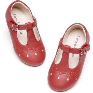 image:imageFelix amp Flora Toddler Little Girl Flat Oxfords Dress Shoes  Mary Jane Princess for Girl Party School ShoesB415red