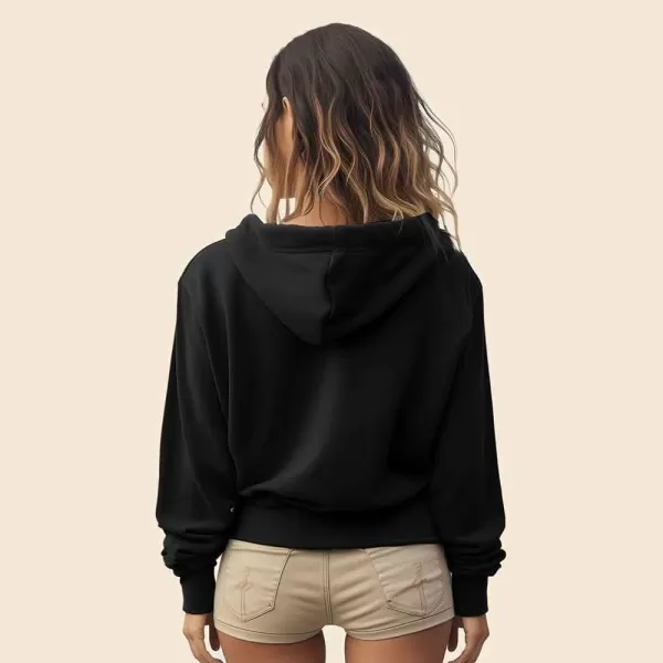 DALIX Alien Embroidered Fleece Cropped Zip Hoodie Cold Fall Winter Womens