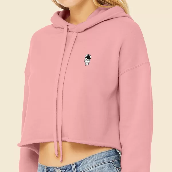 DALIX Astronaut Embroidered Fleece Cropped Hoodie Cold Fall Winter Women