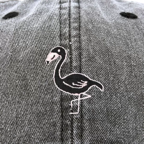 DALIX Black Flamingo Womens Dad Hat Baseball Cap Embroidered