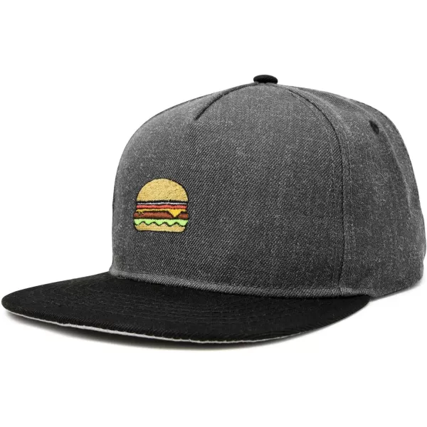 DALIX Cheeseburger Embroidered Snapback Flat Billed Hat