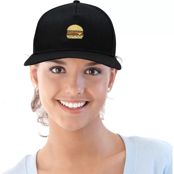 DALIX Cheeseburger Embroidered Snapback Flat Billed Hat