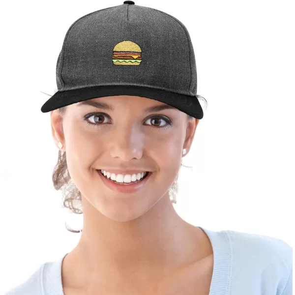 DALIX Cheeseburger Embroidered Snapback Flat Billed Hat
