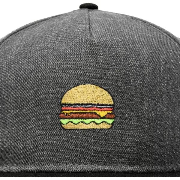 DALIX Cheeseburger Embroidered Snapback Flat Billed Hat