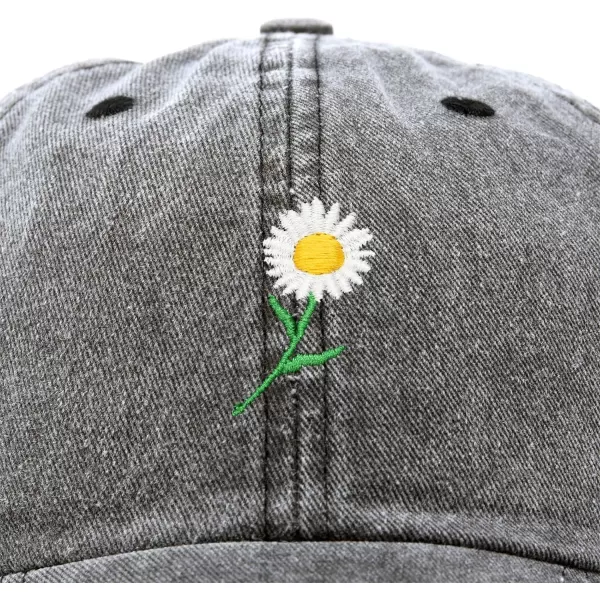 DALIX Daisy Flower Hat Womens Floral Baseball Cap Washed