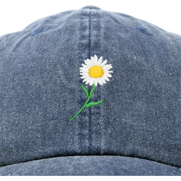 DALIX Daisy Flower Hat Womens Floral Baseball Cap Washed