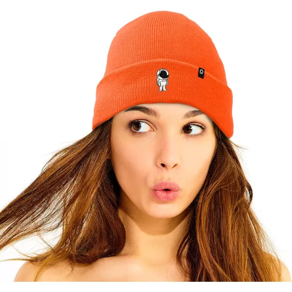 DALIX Embroidered Astronaut Beanie Cap Cuffed Knit Hat Men Women