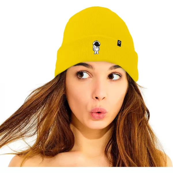 DALIX Embroidered Astronaut Beanie Cap Cuffed Knit Hat Men Women