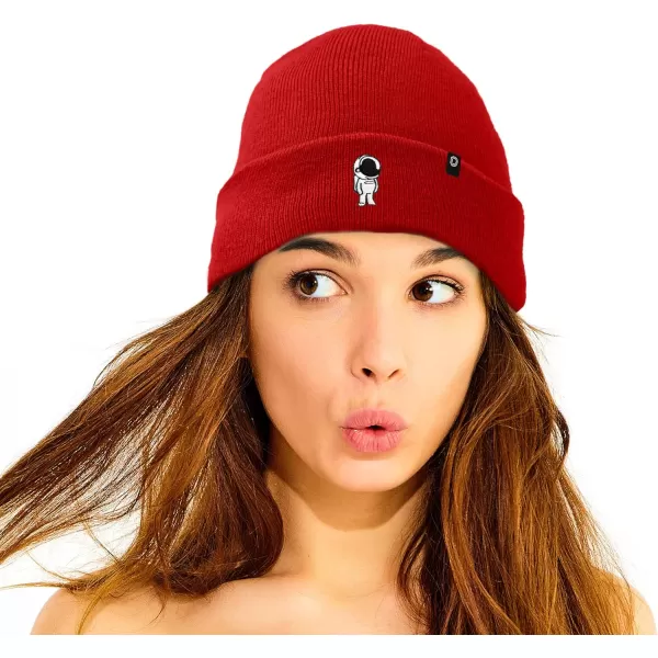 DALIX Embroidered Astronaut Beanie Cap Cuffed Knit Hat Men Women