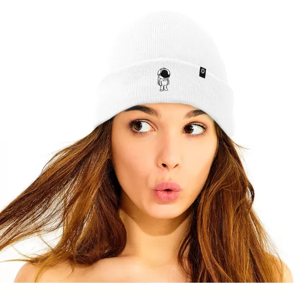DALIX Embroidered Astronaut Beanie Cap Cuffed Knit Hat Men Women