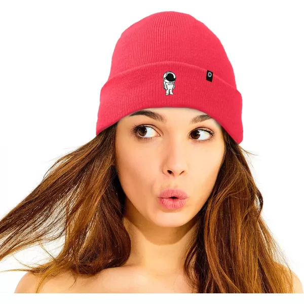 DALIX Embroidered Astronaut Beanie Cap Cuffed Knit Hat Men Women
