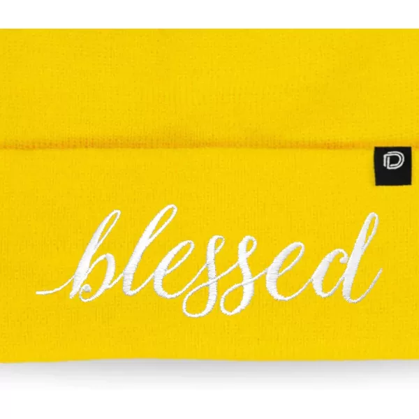 DALIX Embroidered Blessed Beanie Cap Cuffed Knit Hat Women