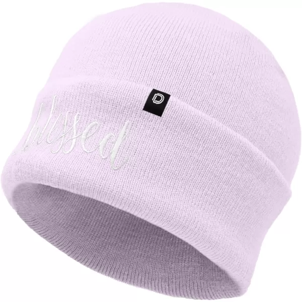 DALIX Embroidered Blessed Beanie Cap Cuffed Knit Hat Women
