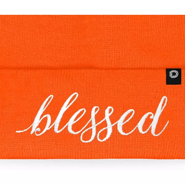 DALIX Embroidered Blessed Beanie Cap Cuffed Knit Hat Women