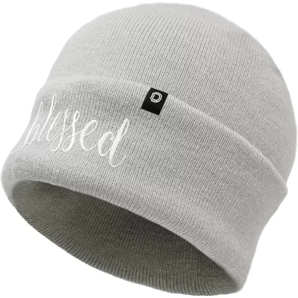 DALIX Embroidered Blessed Beanie Cap Cuffed Knit Hat Women