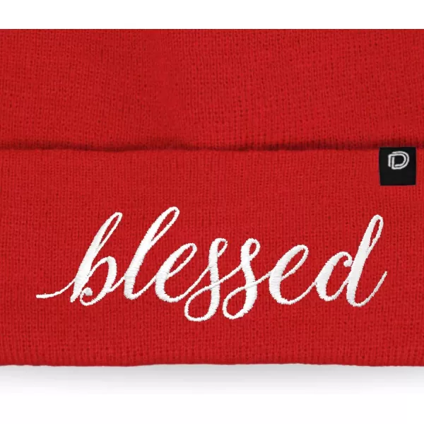 DALIX Embroidered Blessed Beanie Cap Cuffed Knit Hat Women