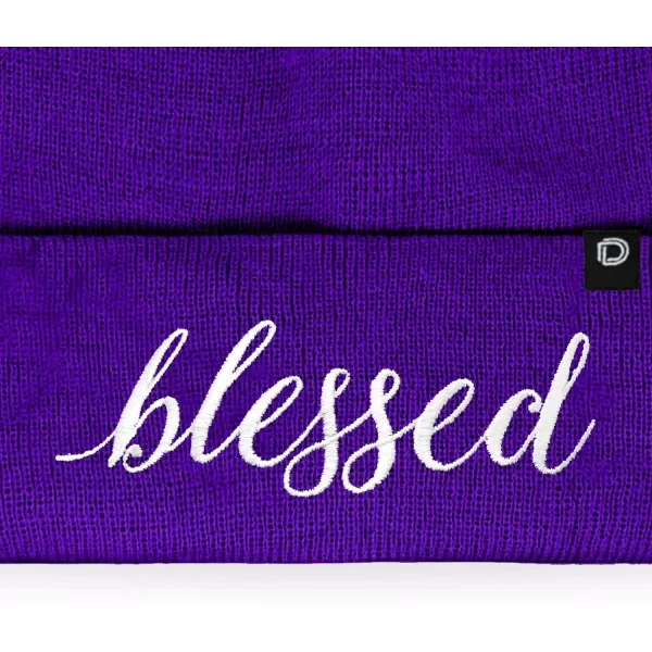 DALIX Embroidered Blessed Beanie Cap Cuffed Knit Hat Women